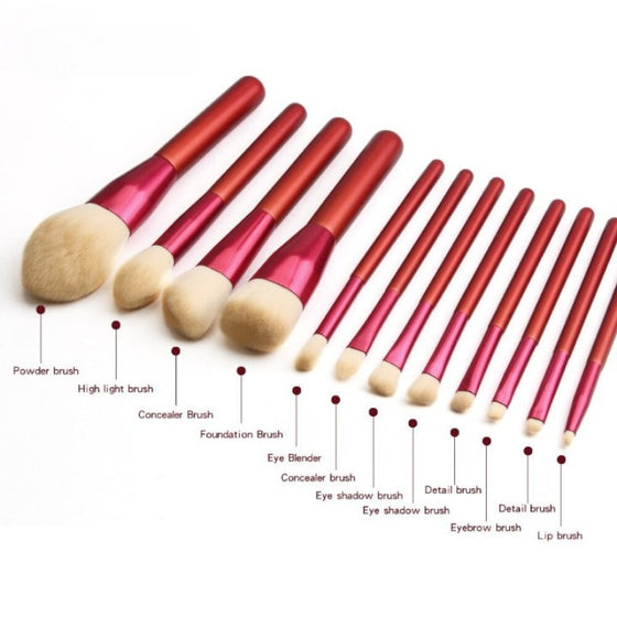 12 Pcs Soft Synthetic Fibers Hair Make Up Brushes