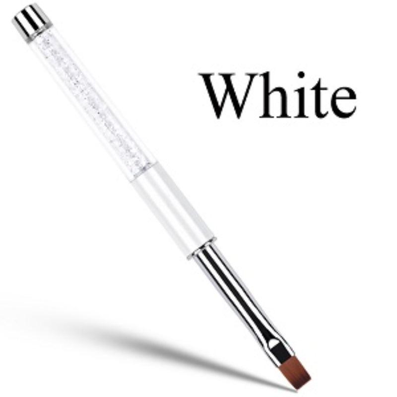 2 Piece UV Gel Nail Brush Set Oval and Flat with Rhinestone Handle