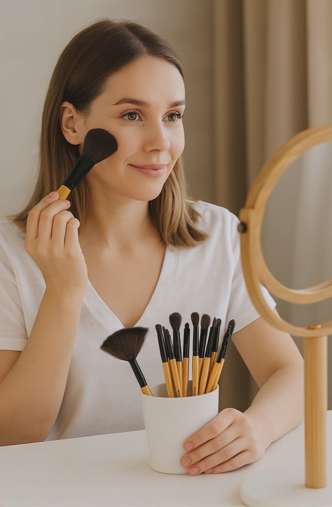 24 Piece Wooden Makeup Brush Set – Complete Face Kit