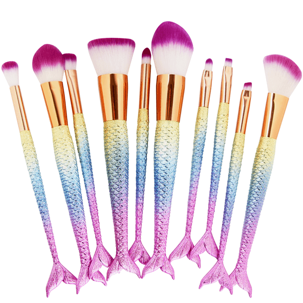 Mermaid Makeup Brush Set – Colorful Blending and Application