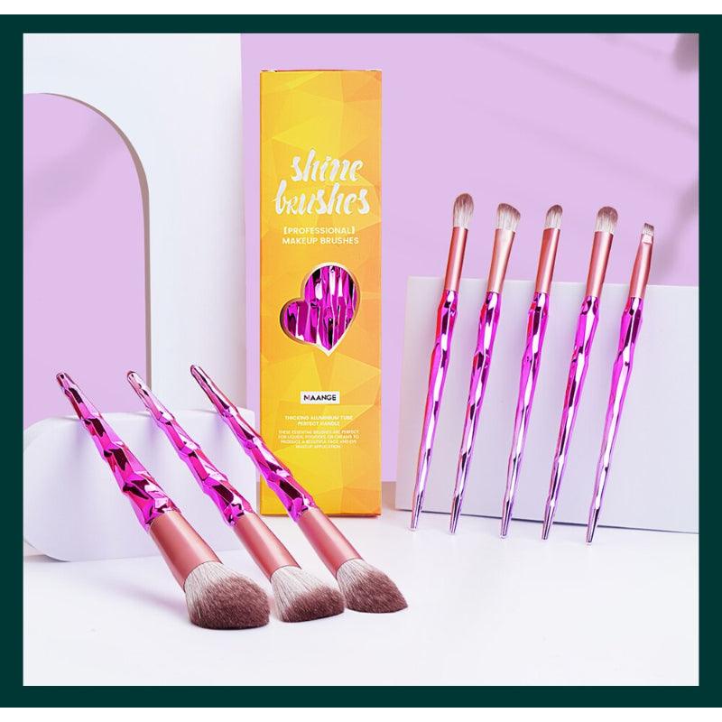 8pcs Pro Gold Makeup Brushes Set – Soft Synthetic Hair Brushes