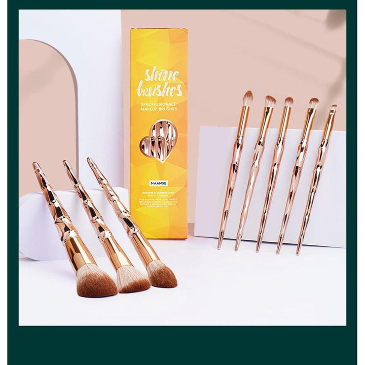 8pcs Pro Gold Makeup Brushes Set – Soft Synthetic Hair Brushes