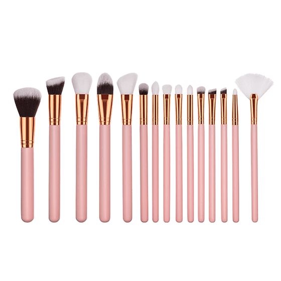 15 Piece Blush Kabuki Brush Set