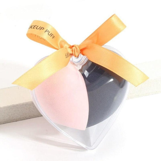 2 Pcs Makeup Sponge With Heart-Shape Box