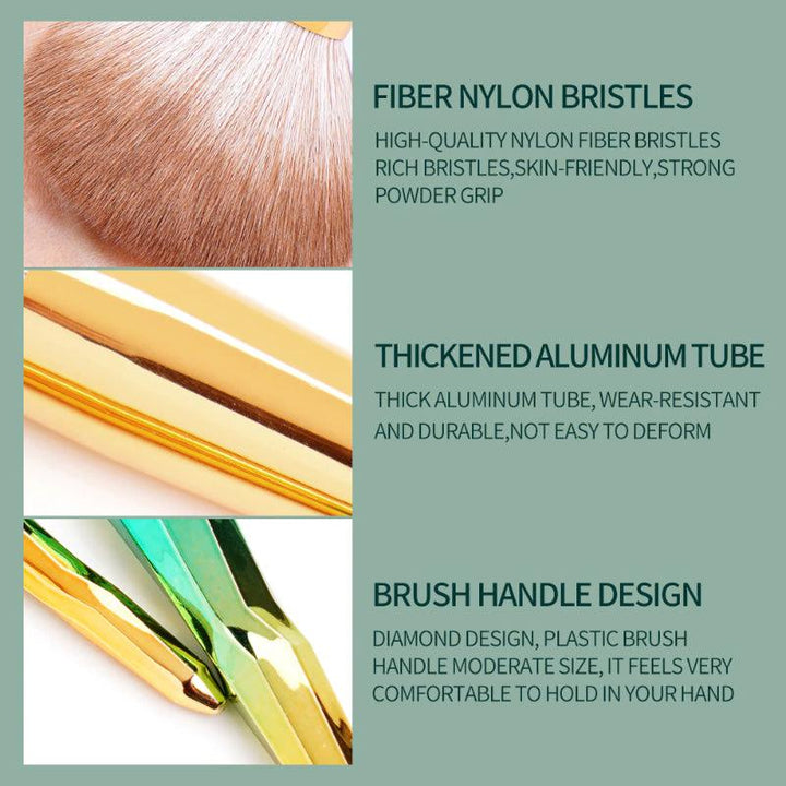 8pcs Pro Gold Makeup Brushes Set – Soft Synthetic Hair Brushes