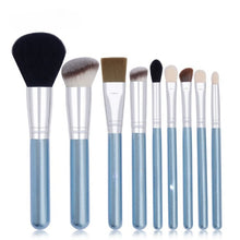  9 Pcs Basic Blue Makeup Brushes Set