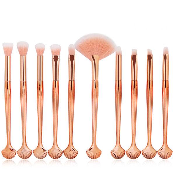 10 Piece Fins Of Mermaid Brush Set - Functional Makeup Brush