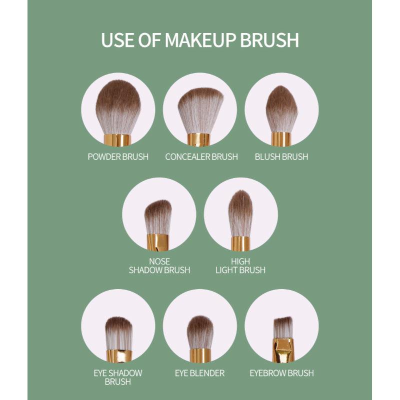 8pcs Pro Gold Makeup Brushes Set – Soft Synthetic Hair Brushes