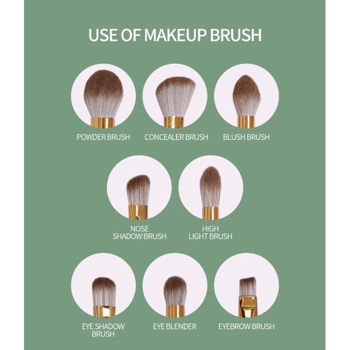 8pcs Pro Gold Makeup Brushes Set – Soft Synthetic Hair Brushes