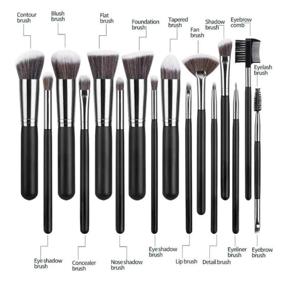 16 Pcs Professional Makeup Brushes Set With Wooden Handle