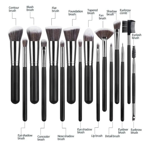 16 Pcs Professional Makeup Brushes Set With Wooden Handle