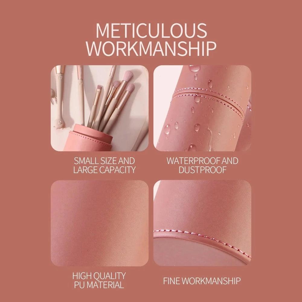 Leather Makeup Brush Holder - Stylish PU Leather Brush Organizer