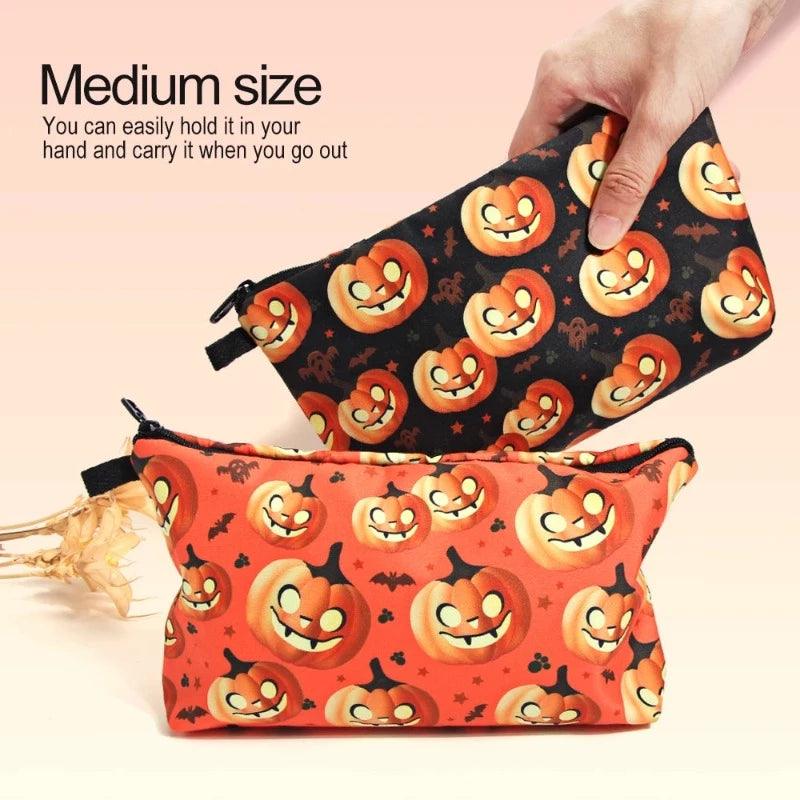 Pumpkin Makeup Organizer – Halloween Stylish PU Bag