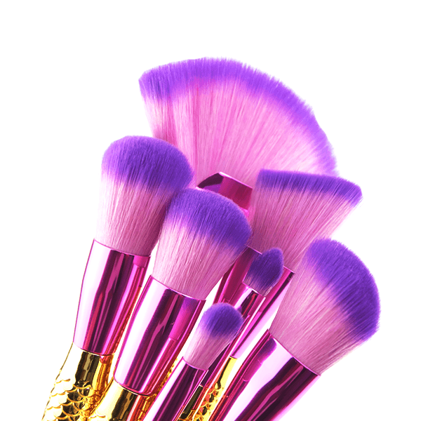 Mermaid Tail Brush Set – 7 Piece Professional Makeup Brushes