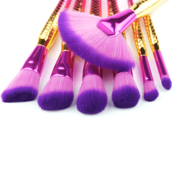 Mermaid Tail Brush Set – 7 Piece Professional Makeup Brushes