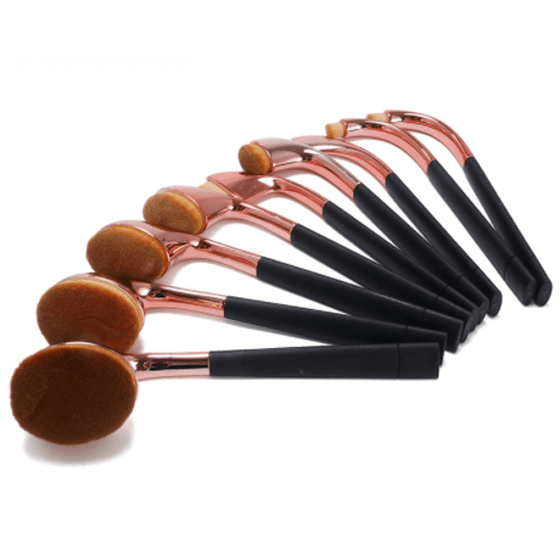 9 Piece High Shine Oval Brush Set