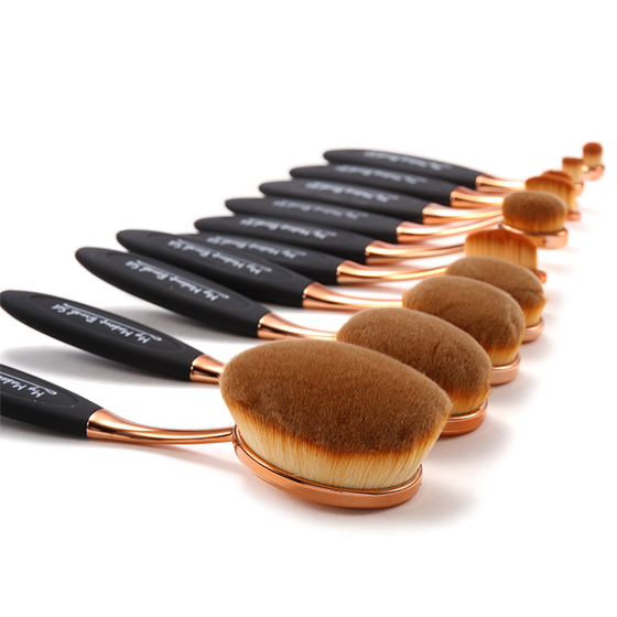 10 Piece Black and Gold Oval Brush Set ,  - My Make-Up Brush Set, My Make-Up Brush Set
 - 2