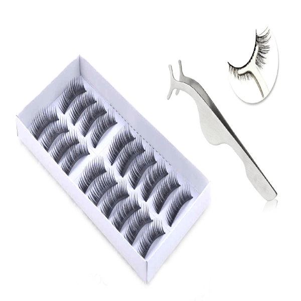 Natural False Eyelashes Set - Tweezer Set for Lush Lashes