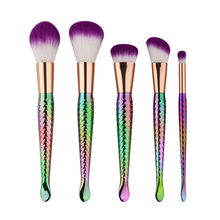  5 Piece Rainbow Mermaid Brush Set
