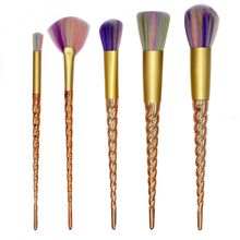  5 Piece Gold Twisted Unicorn Makeup Brush Set