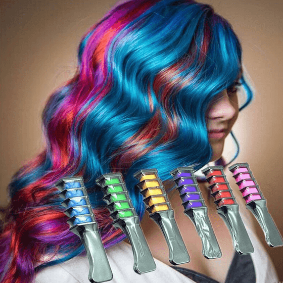 6pc Shimmer Hair Chalk Comb