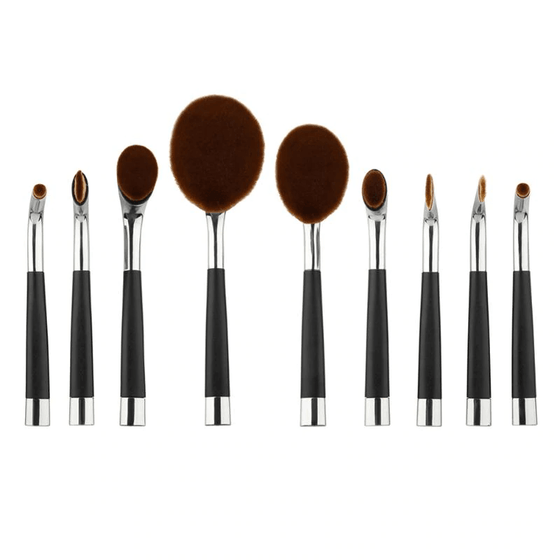 9 Piece High Shine Oval Brush Set