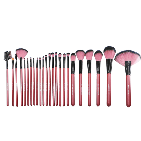 24 Piece Hot Pink Brush Set