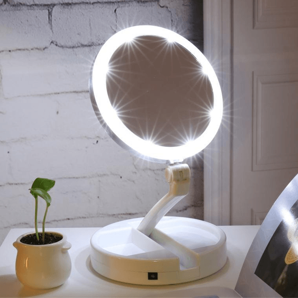 LED Folding Vanity Mirror – Adjustable Lighting And Portable Design