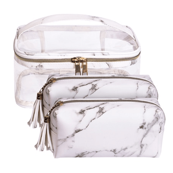 3 Piece Marble Travel Cosmetic Case