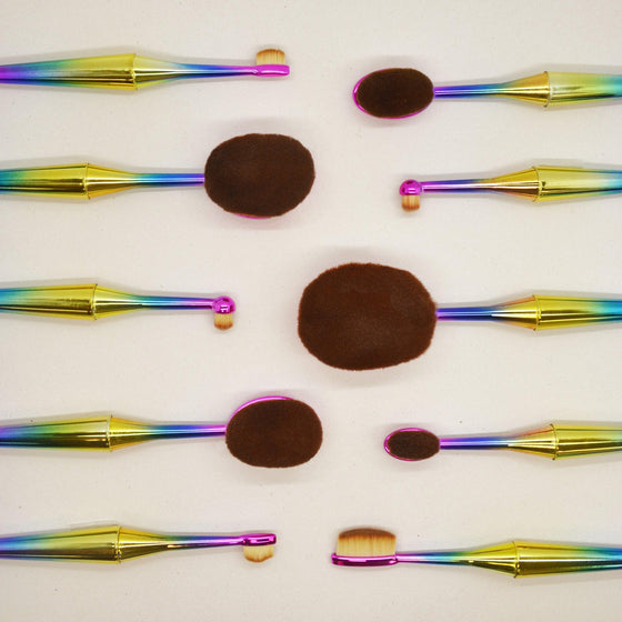 10 Piece Oval Mermaid Brush Set