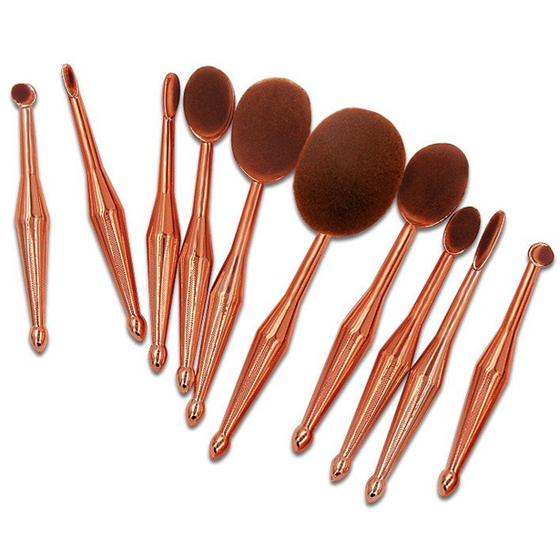 10 Piece Metallic Gold Oval Brush Set ,  - My Make-Up Brush Set, My Make-Up Brush Set
 - 2