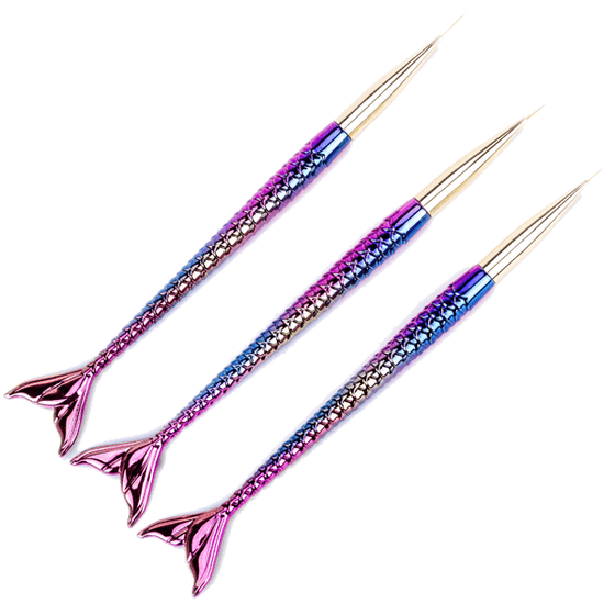 3 Piece Nail Art Mermaid Brush Set