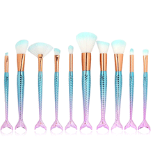  10 Piece Blue Mermaid Tail Brush Set