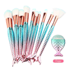 10 Piece Blue Mermaid Tail Brush Set