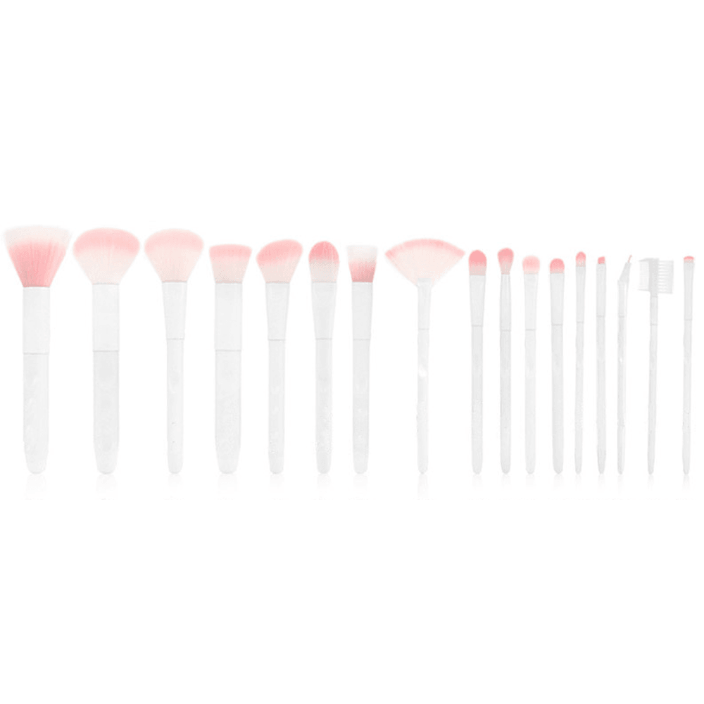 17 Piece Matte White And Pink Brush Set – Makeup Tools