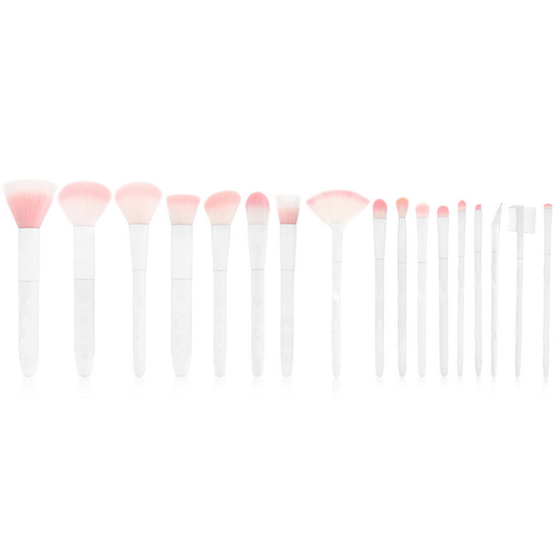 17 Piece Matte White & Pink Brush Set