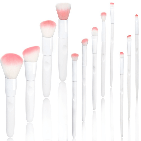 17 Piece Matte White & Pink Brush Set