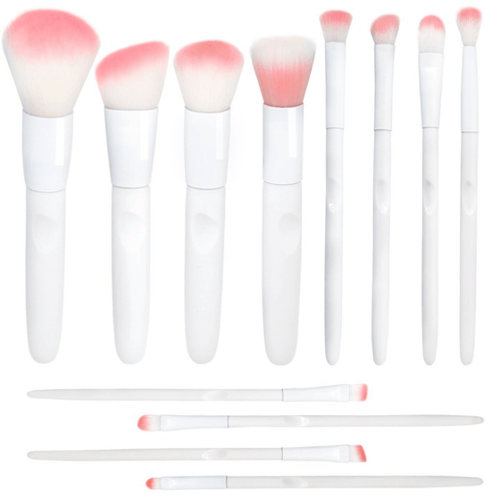 17 Piece Matte White & Pink Brush Set