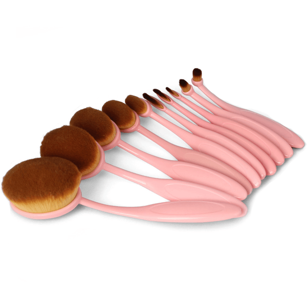 10 Piece Soft Pink Oval Brush Set ,  - My Make-Up Brush Set - US, My Make-Up Brush Set
 - 1