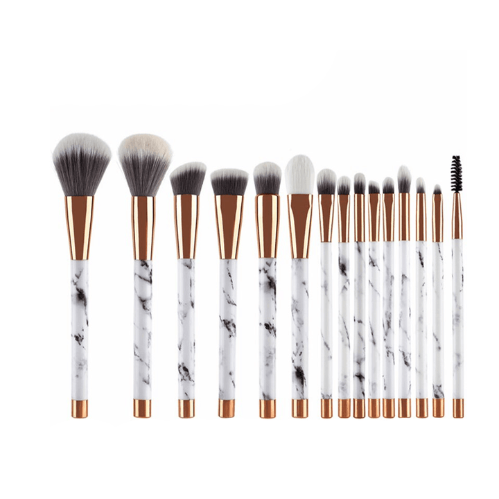 15 Piece Marble Brush Set – Luxury Blending and Precision