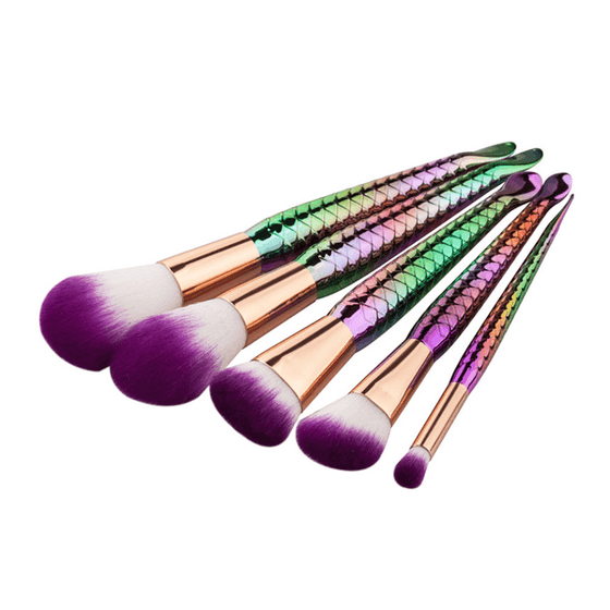 5 Piece Rainbow Mermaid Brush Set